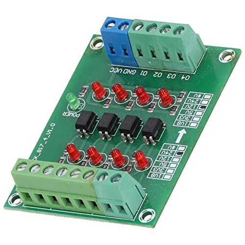 Fyearfly Optocoupler Insulation Card, 4-Channel Optocoupler Insulation Module 24V to 5V PLC Signal Level Voltage Converter Electrical Component for Pnp to Npn Conversion