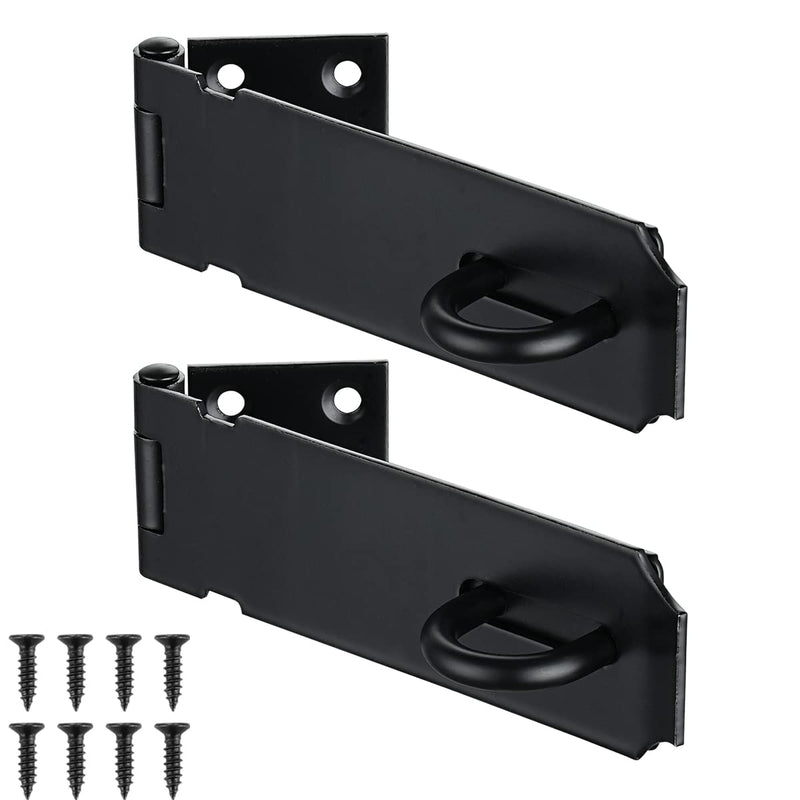 [Australia - AusPower] - JQK Door Hasp Latch Lock, 5 Inch 304 Stainless Steel Safety Packlock Clasp Thickness 1.9 mm, Matte Black 2 Pack, DL130-PB-P2 5Inch-Black 