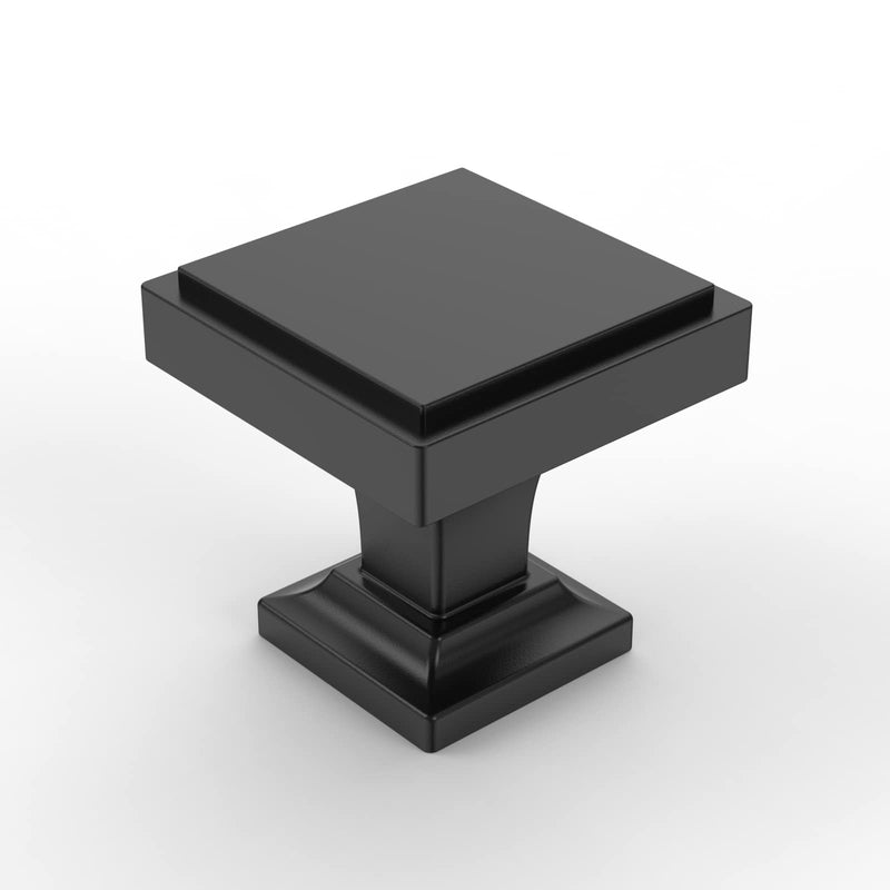 Asidrama 10 Pack Matte Black Square Dresser Knobs - Zinc Cabinet Hardware for Dresser Drawers Single Hole Knob