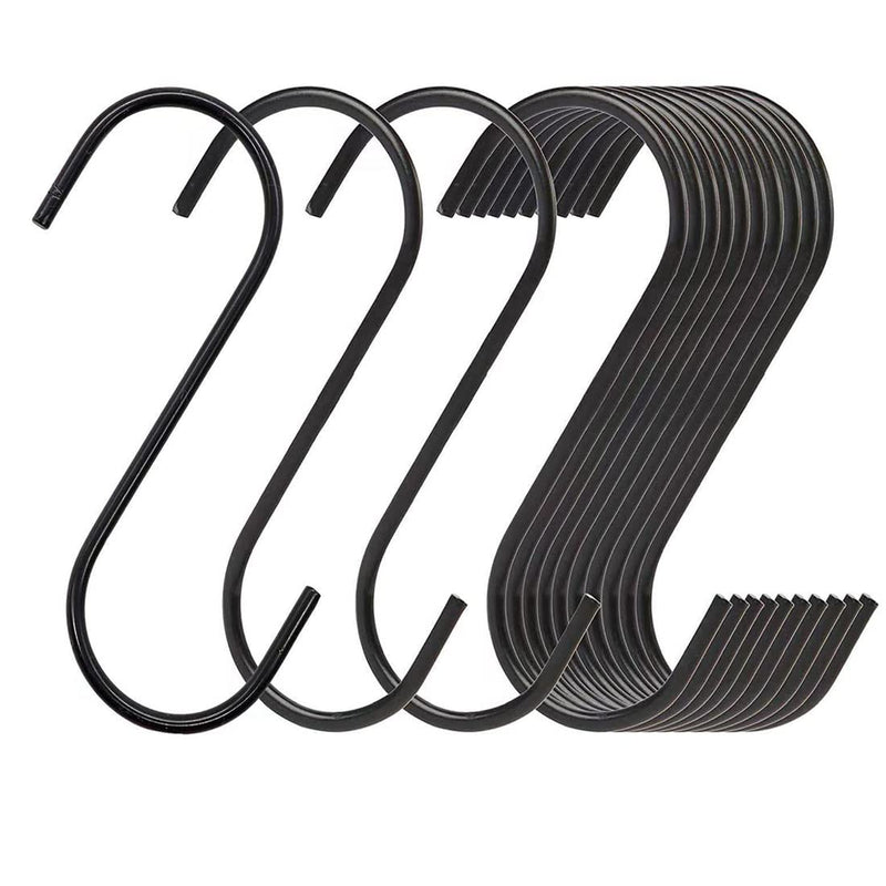 [Australia - AusPower] - 20 Pack Large S Hooks Black Steel S Shaped Hooks (3.7 in) Vinyl Coated Heavy Duty Rustproof S Hooks for Hanging Pans Pots Plants Towels Heavy Duty Kitchen Hooks Hanger (Black) 