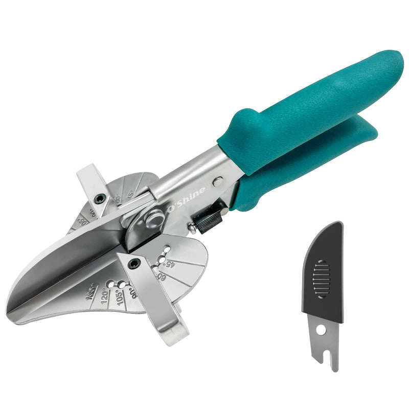 [Australia - AusPower] - O'Shine Miter Shears for Angular Cutting Molding Crafting,Shoe Molding Cutter Tool,45-135 Degree Multi Angle Trim Cutter Hand Tool for Soft Wood PVC, an Extra Blade with Sheath Included Miter Shear and 1pc Blade 