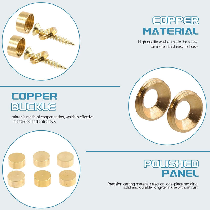 [Australia - AusPower] - Mirror Screws (12mm/0.47") 8Pcs, Decorative Cover Cap Nails Brass Polished - for Sign Advertising Hardware, Construction, Gold Tone 12mm 