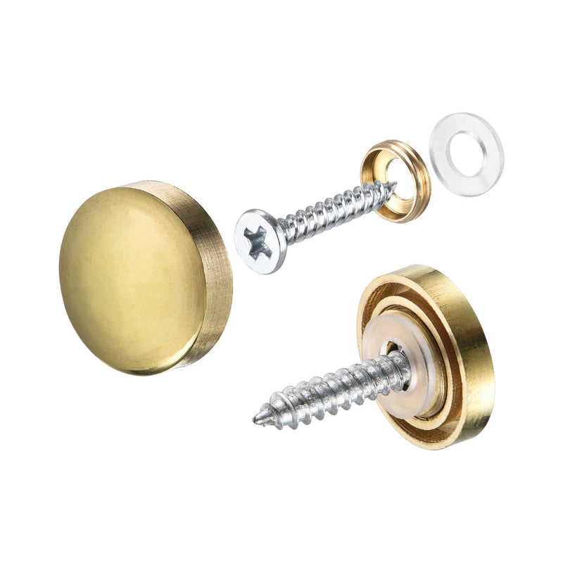 [Australia - AusPower] - Mirror Screws (16mm/0.63") 12Pcs, Decorative Cover Cap Nails Polished - for Sign Advertising Hardware, Construction, Gold Tone 16mm 