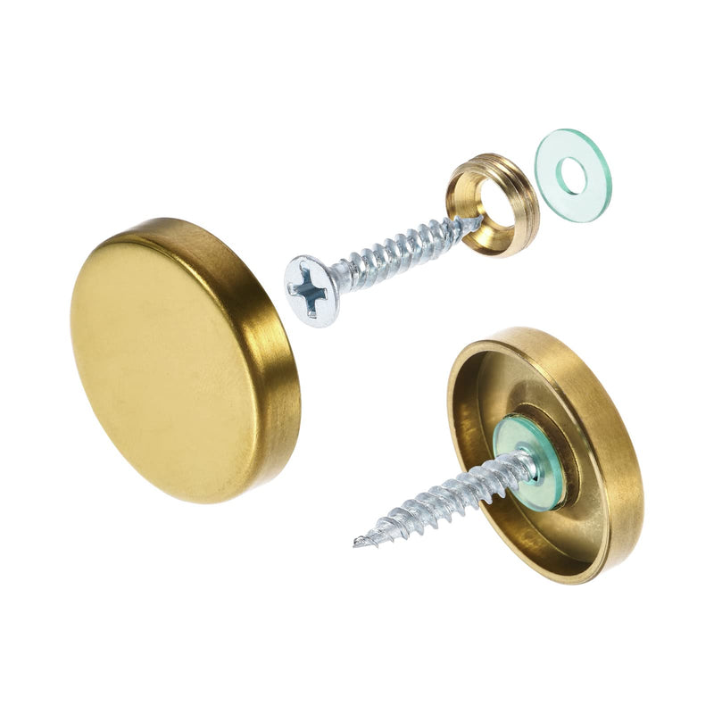 [Australia - AusPower] - Mirror Screws (25mm/0.98") 12Pcs, Decorative Cover Cap Nails Electroplated - for Sign Advertising Hardware, Construction, Gold Tone 25mm 