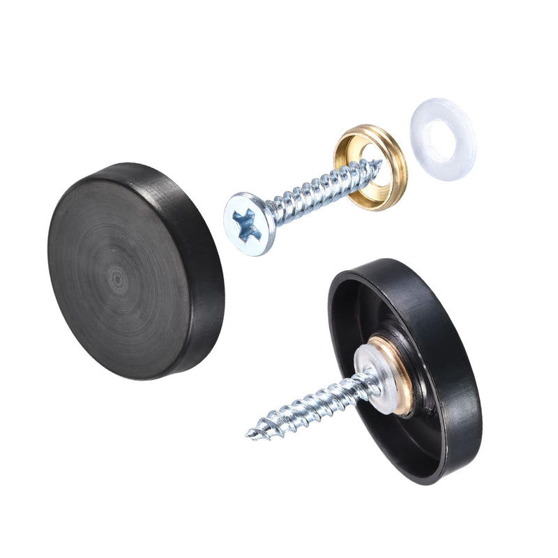 [Australia - AusPower] - Mirror Screws (25mm/0.98") 4Pcs, Decorative Cover Cap Nails Brushed - for Sign Advertising Hardware, Construction, Black 25mm 