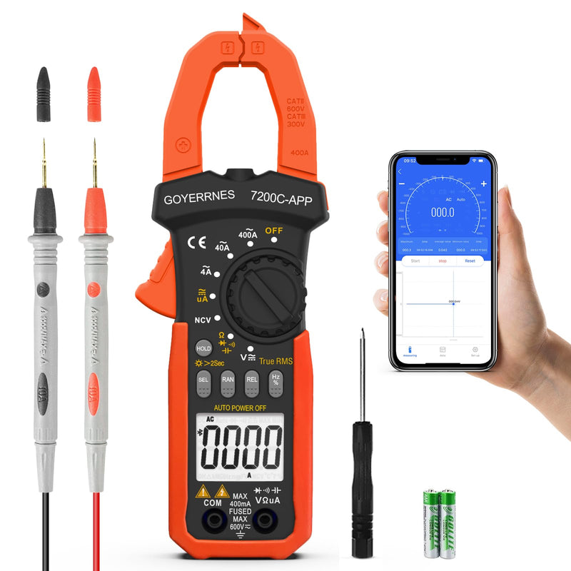[Australia - AusPower] - Digital Clamp on Meter Multimeter, T-RMS 4000 Counts Auto-ranging Amp Voltage Tester Measuring AC/DC Voltage & Current, Resistance, Capacitance, Frequency, Diodes, Continuity, NCV Detection, Clamp meter 