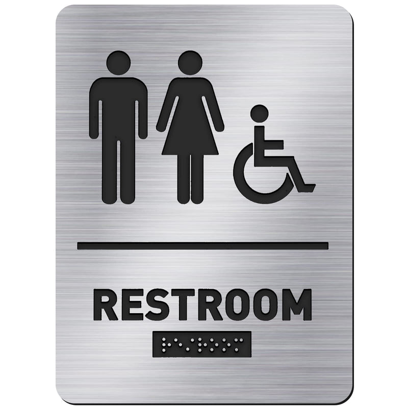 [Australia - AusPower] - Oudain All Gender Restroom Sign Unisex Handicap Bathroom Sign Braille Bathroom Door Sign by Ada Compliant Raised Icons Wheelchair Restroom Signs for Business Restaurant(1 Piece) 1 