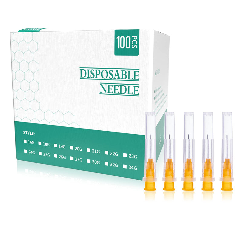 [Australia - AusPower] - 100Pack 25 Gauge 0.5 Inch Disposable Luer Lock Accessories, Individually Wrapped 25 G-0.5-13mm 100 