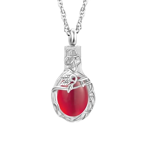 Gredstar Tree of Life Urn Necklace for Ashes, Birthstone Memorial Pendant July