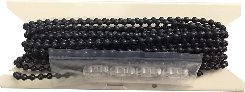 [Australia - AusPower] - Black Plastic #10 Chain - with 4 Connectors - Blind Beaded Bead Ball (20 feet) 20 feet 