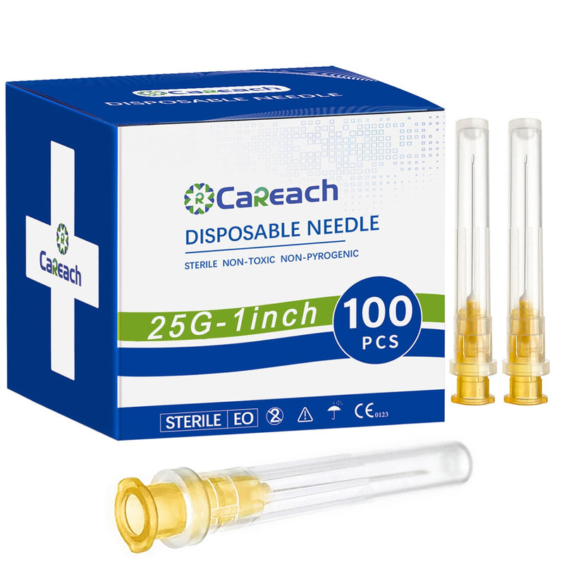 [Australia - AusPower] - 100pcs 25 Gauge Needles 1inch for Industrial Lab Accessories, Measuring and Refilling Inks 25Ga 1 inch 