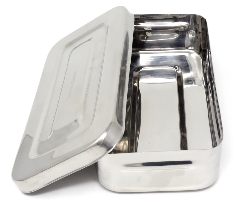 [Australia - AusPower] - Stainless Steel LAB Dental Sterilizer Instrument Box, Organizer Jewelry/Tools Storage Tray with Lid - 8.5L x 4.25W x 2H 