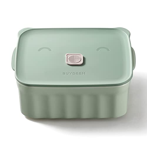 BUYDEEM ceramic bento box with lid, 28 oz, cozy greenish color, perfect for food storage and meal prep.