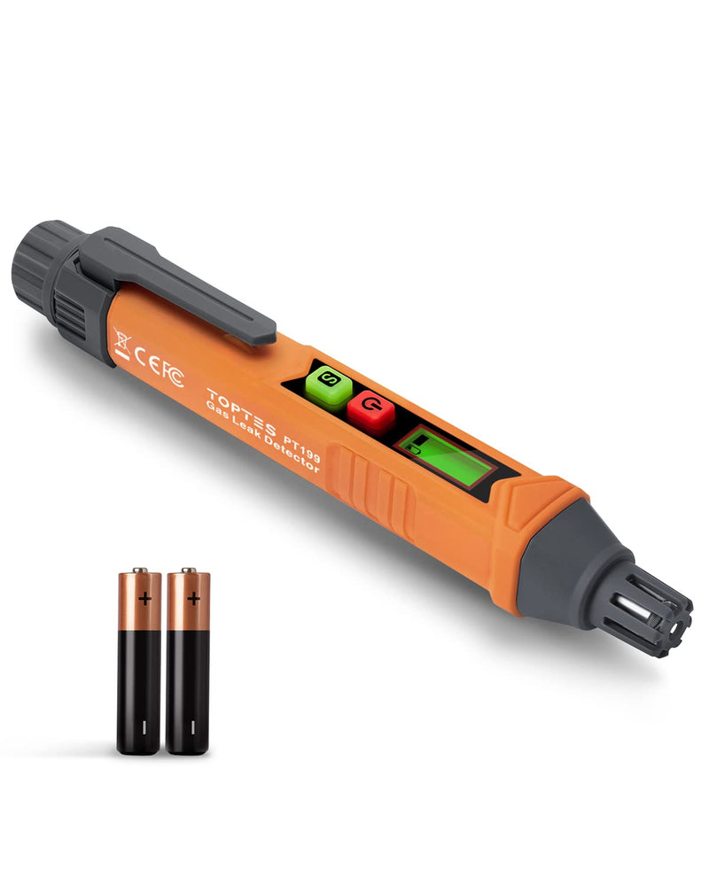 PT199 Natural Gas Leak Detector with Audible & Visual Alarm, Portable Gas Sniffer to Locate Combustible Sources Like Methane, Propane for Home(Includes Battery x2)-Orange PT199 Orange
