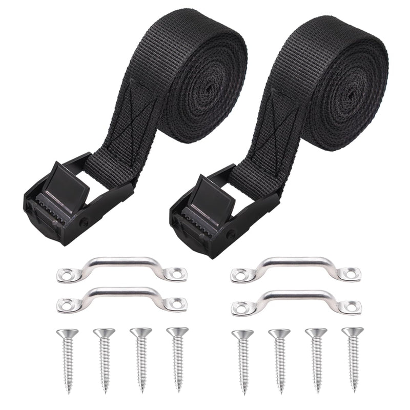 [Australia - AusPower] - 2 Sets 1"x 48"(4ft) Battery Tie Down Strap kit with Stainless Steel Cam Buckle, Stainless Steel Bracket and SS Screws for Boats, Luggage Belt, Cars 2 Sets 1"x 48"(4ft) 