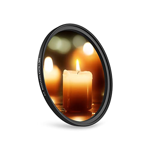 JJC 52mm Black Diffusion 1/4 Filter, Mist Cinematic Filter for Camera Lens