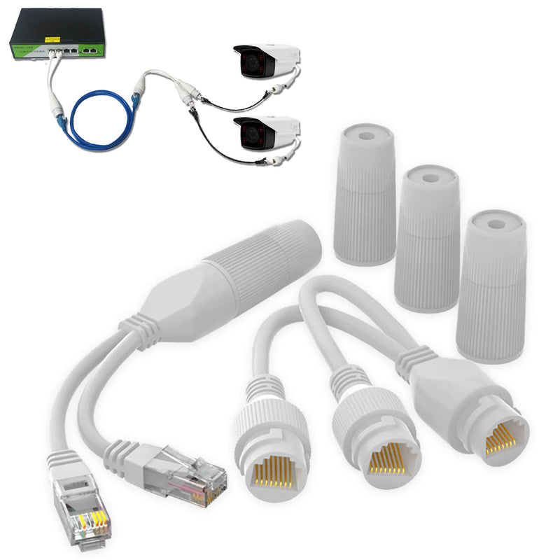 [Australia - AusPower] - Ethernet Splitter, Waterproof PoE Combiner Splitter Adapter, Run 2 IP Cameras on 1 Network Cable 
