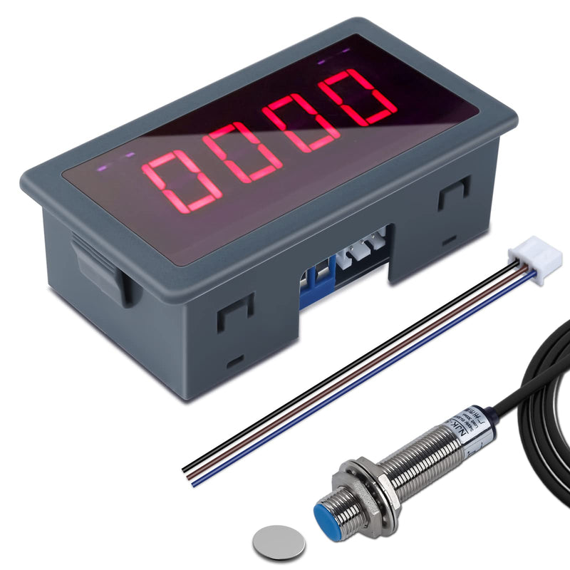 [Australia - AusPower] - Digital LED Tachometer, Icstation RPM Speed Meter AC 110V 220V Digital Motor Tachometer with Hall Proximity Switch Sensor NPN for Lathes, Conveyor Belts, Quality Inspection Machines 