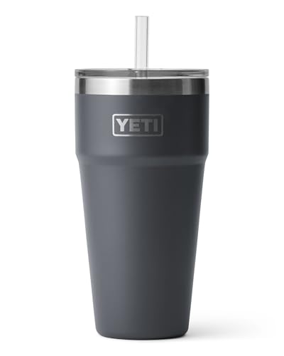 YETI Rambler 26 oz Straw Cup, Vacuum Insulated, Stainless Steel with Straw Lid Charcoal