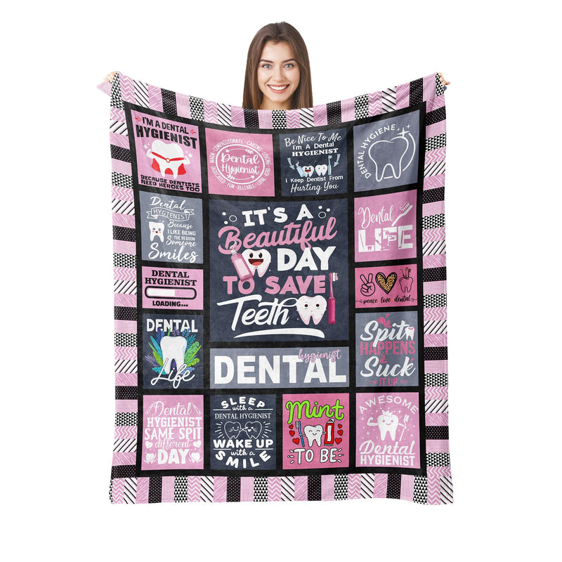 [Australia - AusPower] - Dental Hygienist Gift - Cute Dental Hygienist Gifts for Women - Gifts for Dental Hygienist - Dental Hygienist Appreciation Gifts - Dental Hygienist Birthday Gift Blanket for Women (60"X50") Pink 
