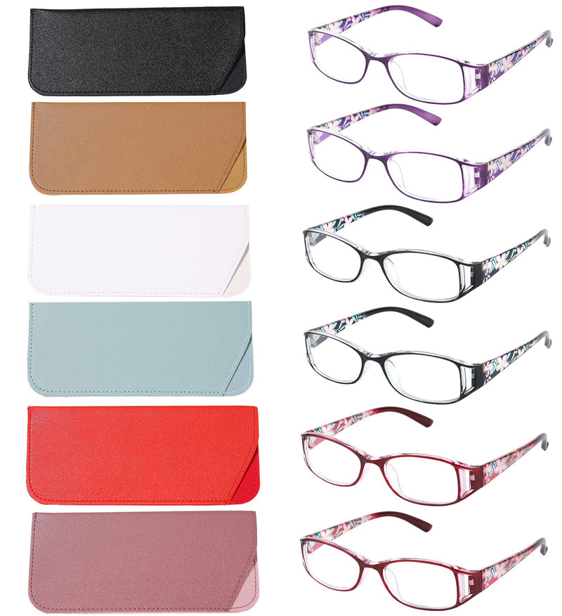 [Australia - AusPower] - 6 pairs Reading Glasses, Women Fashion and elegant anti-blue light HD resin old Reading Glasses 2 Red 2 Black 2 Purple 2.5 x 