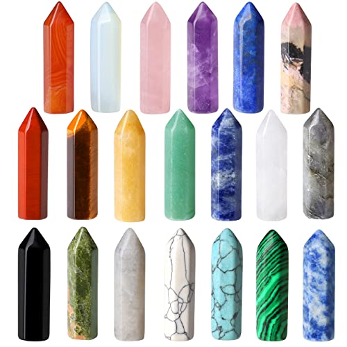 QINJIEJIE 20 PCS Healing Crystals Stones Sets Wands Bulk Pocket Gemstones A-multi-colored - 20pcs