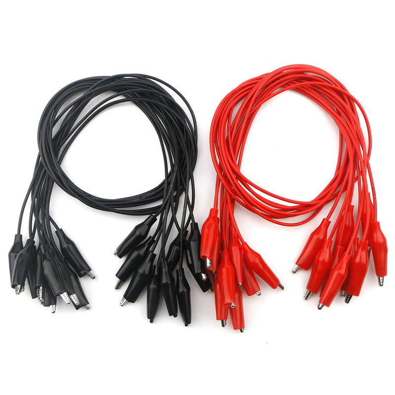 [Australia - AusPower] - 18 Pcs and 2 Colors Test Leads Set with Alligator Clips 60CM 23.6 Inches Double-Ended Jumper Wires 