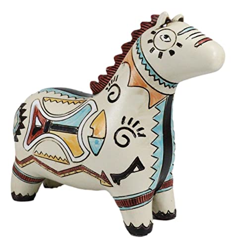 Ebros Gift Native Tribal American Aztec Hopi Indian Style Equine Mustang Horse Animal Totem Spirit Figurine Collection Celestial Heaven and Earth Inspired Colorful Patterns