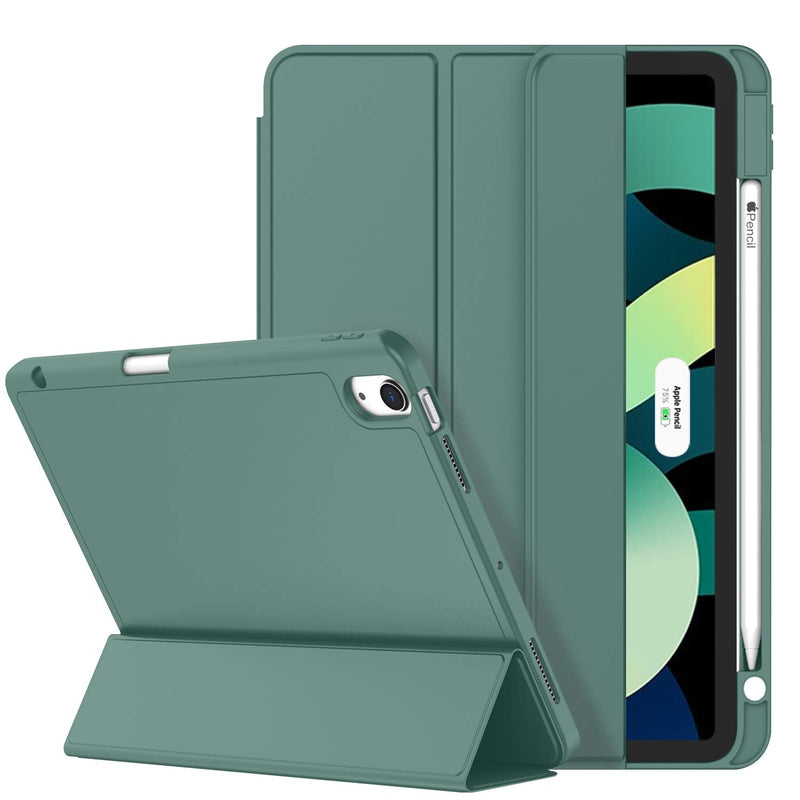 [Australia - AusPower] - ZryXal iPad Air Case 5th Generation/4th Generation 2022/2020 10.9 Inch, Smart iPad Case[Support Touch ID and Auto Wake/Sleep] with Auto 2nd Gen Pencil Charging (New Midnight Green) New Midnight Green 