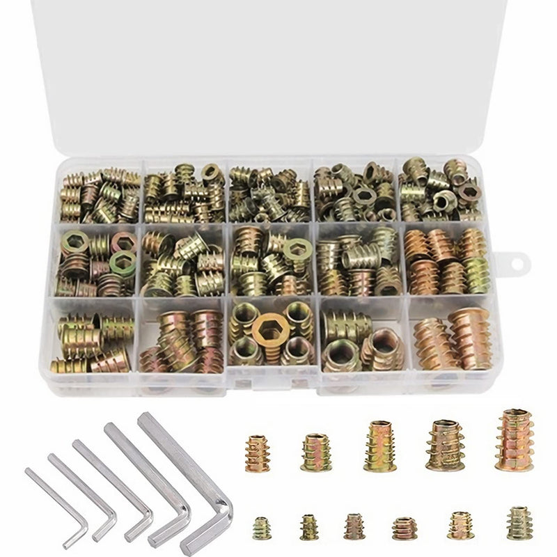 [Australia - AusPower] - 230 Pieces 11 Size M4/M5/M6/M8/M10 Threaded Inserts for Wood,Metric Hardware Nuts Inserts Assortment Tool Kit for Wood Furniture Zinc Alloy Furniture Bolt Fastener Connector Hex Socket Screw Inserts 230 Pieces-Tool 