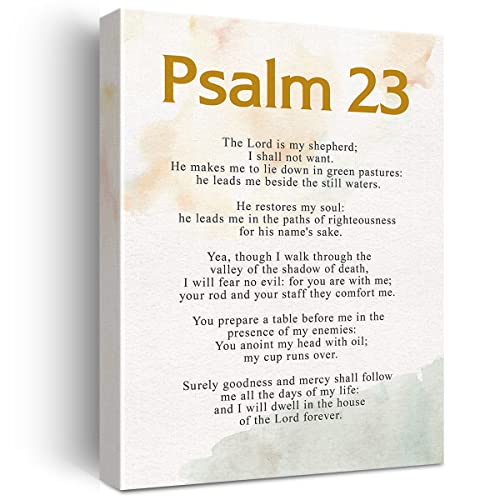 YeleY Inspirational Bible Verse Print Psalm 23 the Lord is My Shepherd Scripture Paintings Canvas Wall Art Poster Artwork Ready to Hang Modern Home Decor Psalm-1