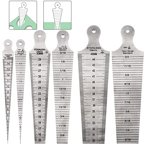 Keadic stainless steel welding taper gauge set with 3 feeler gage rulers for gap and hole size measurement