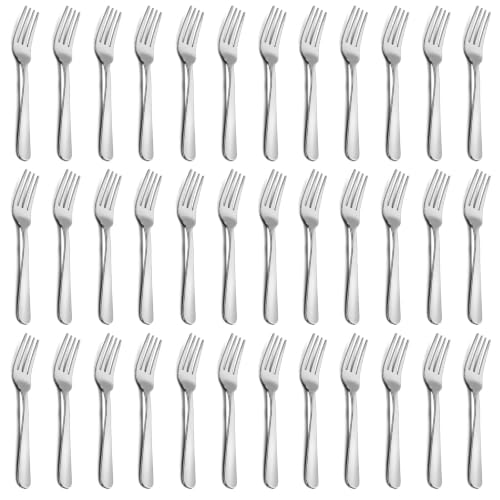 36-Piece Dinner Forks Set, Funnydin 7.1 Inches Stainless Steel Forks Silverware, Durable Table Forks Set, Use for Home, Kitchen and Restaurant - Mirror Polished, Dishwasher Safe Silver 7.1" - 36Pcs Dinner Forks