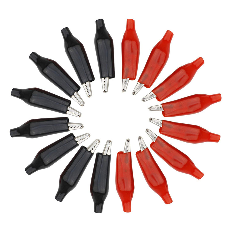 [Australia - AusPower] - 100 Pcs Insulated Alligator Clips Electrical Test Clamps Jumper Helper Protective Insulation Cover for Testing Probe Meter Black and Red with Silicone Cover 