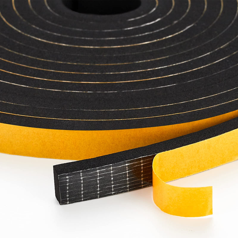 [Australia - AusPower] - 33 Feet Weather Stripping Door Seal- 1/2" Wide X 1/4" Thick Door Bottom Seal Strip High Density Foam Tape Adhesive Rubber Strip for Door Soundproofing,Window Insulation (1/2" x 1/4" x 33FT,Black) 1/2In x 1/4In x 33Ft Black 