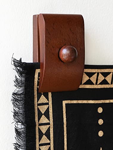 MOCTUS Quilt Hangers for Wall Display, Decorate with Blanket and Tapestry, Wooden Rug Hangers (Brown, 4 Large Clips with Hardware) Brown