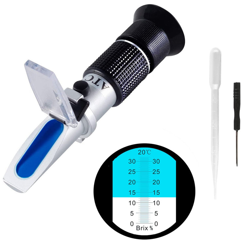 [Australia - AusPower] - Brix Meter Refractometer 0~32%, Handheld Brix Refractometer Sugar Content Test, High Accurate Brix Measurement Tool with ATC for Fruit Beverages & Juice Brix: 0~32% 