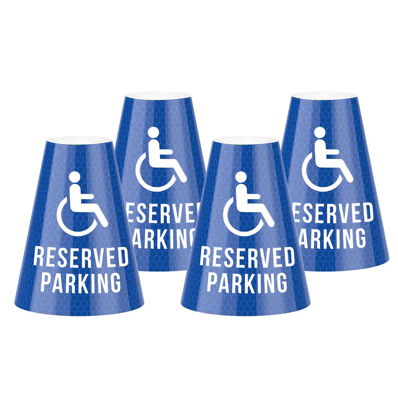 [Australia - AusPower] - BATTIFE 4 Pack "Reserved Parking" Bright Reflective Collars, Cone Message Stickers for Traffic Safety Cones, 360° High Visible Signs for Driveway Road Outdoor Use (Blue) Reserved Parking--Blue 