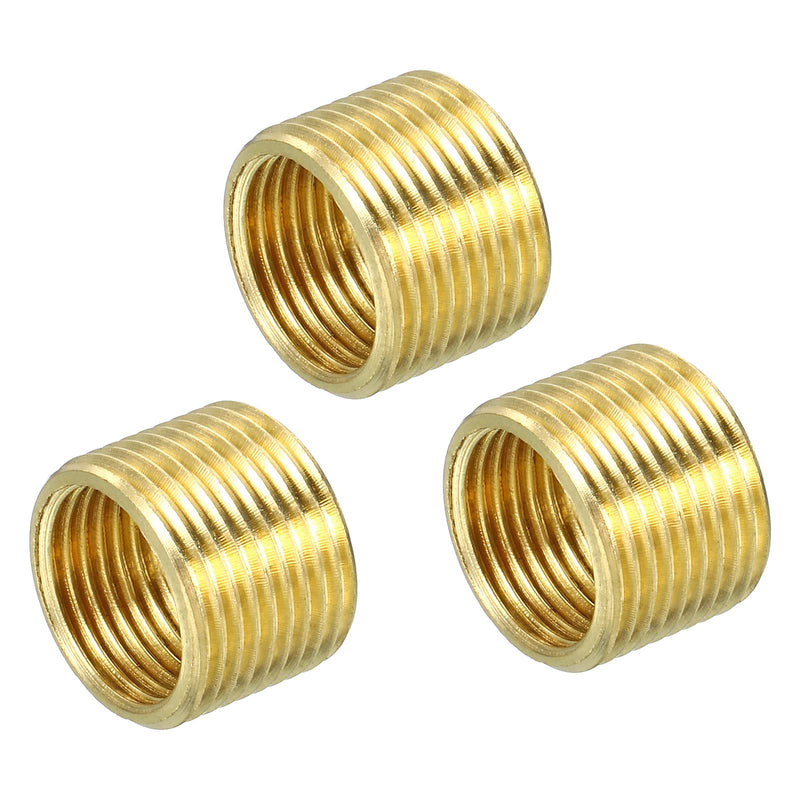 MECCANIXITY Thread Reducing Nuts Insert M14 x 1mm Male to M12 x 1mm Female Brass Adapters 10mm Long Pipe Fitting Conversion Sleeve Reducer, Pack of 3 M14 to M12