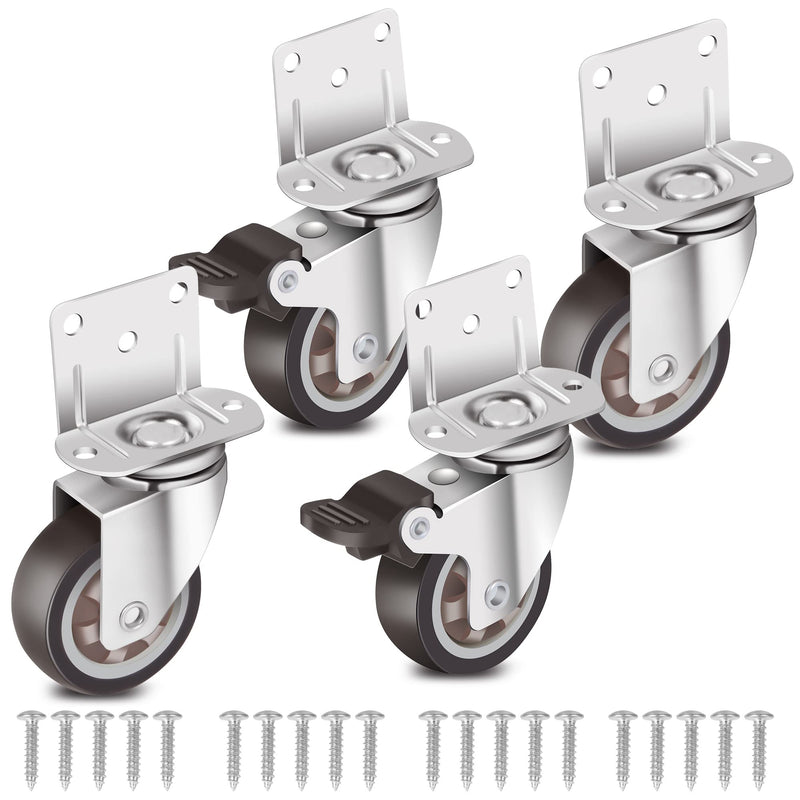 [Australia - AusPower] - Nefish Side Mount Casters 2 Inch L-Shaped Small Rubber Caster Set of 4, Ball Bearing 360 Degree Plate Swivel Castors Wheel 600 LBS, Casters Wheels for Furniture, Baby Bed, Kitchen, Cabinet, Table 2 Inch L-shape Casters 
