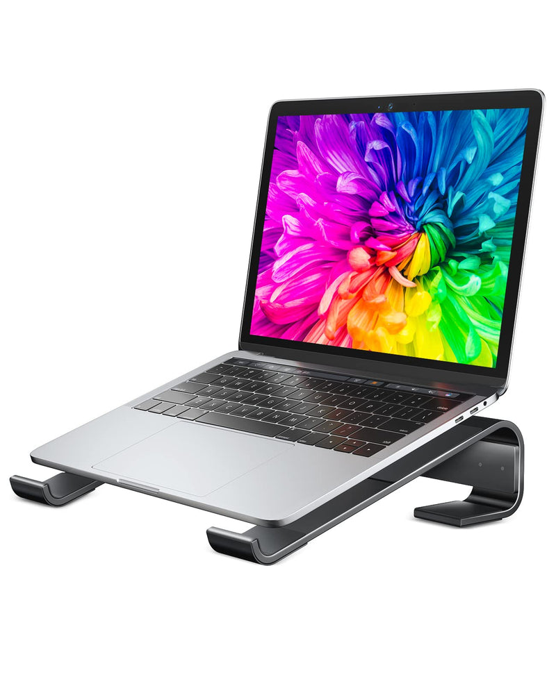 [Australia - AusPower] - Soqool Laptop Stand for Desk, Ergonomic Detachable Laptop Riser, Aluminum MacBook Stand, Compatible with 12-17'' All Laptops Such as MacBook Pro/HP/Dell/Lenovo, Black 