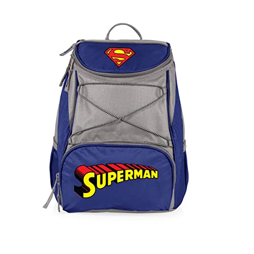 Picnic TIME DC Comics Superman PTX Backpack Cooler, Soft Cooler Backpack, Insulated Lunch Bag, (Navy Blue with Gray Accents) DC Comics Superman - Navy Blue With Gray Accents