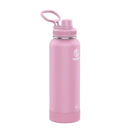 Takeya Actives Water Bottle with Spout Lid - Bottle with Double Stainless Steel Insulation - Dishwasher Safe & BPA-Free - Bottle with Spout Lid & Removable Bumper - 40 oz, Pink Lavender 40 Ounces
