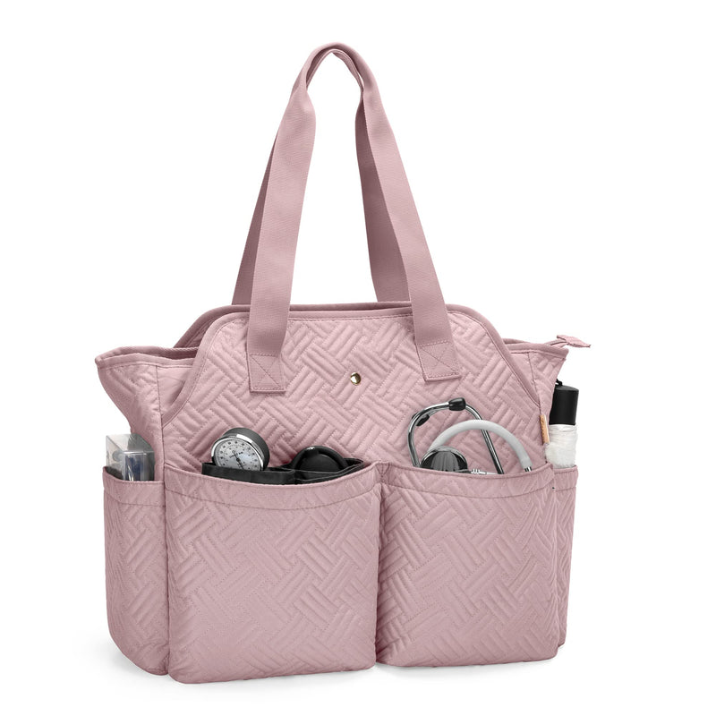 Fasrom Portable Medical Bag First Aid Bag with Laptop Compartment Pink | With padded 15.6 inch laptop compartment, 2 separate layers, 3 pen loops, 4 inner and outer pockets for students