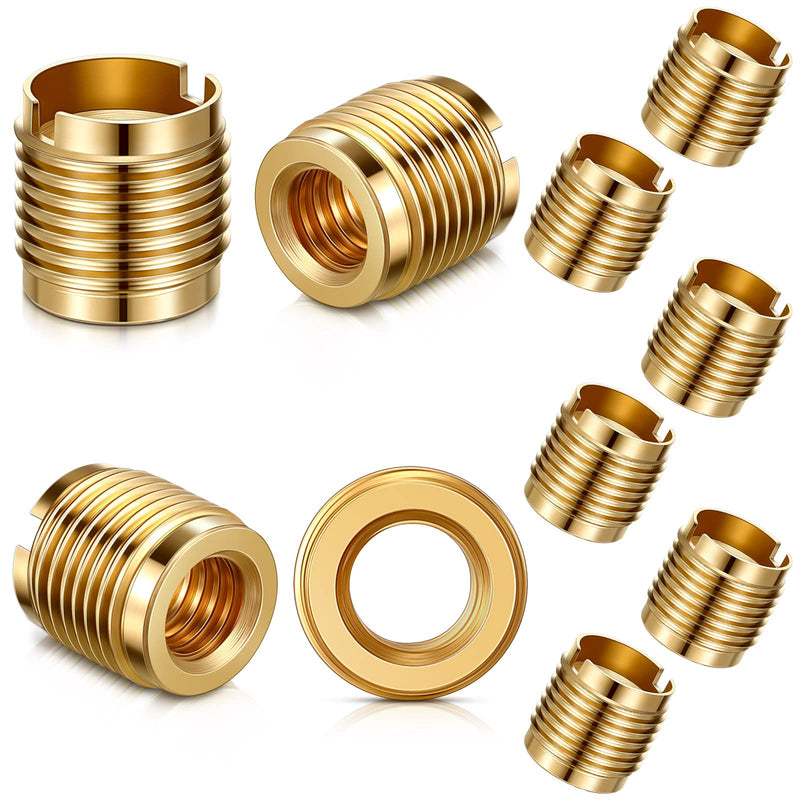 [Australia - AusPower] - 10 Pieces Brass Threaded Inserts 3/8-16 Internal Threads Dual Threaded Inserts for Wood 0.625 Inch Long, Knife Threads for Wooden Tap Handle Beer Tap Handle Insert Homebrew Hardware 