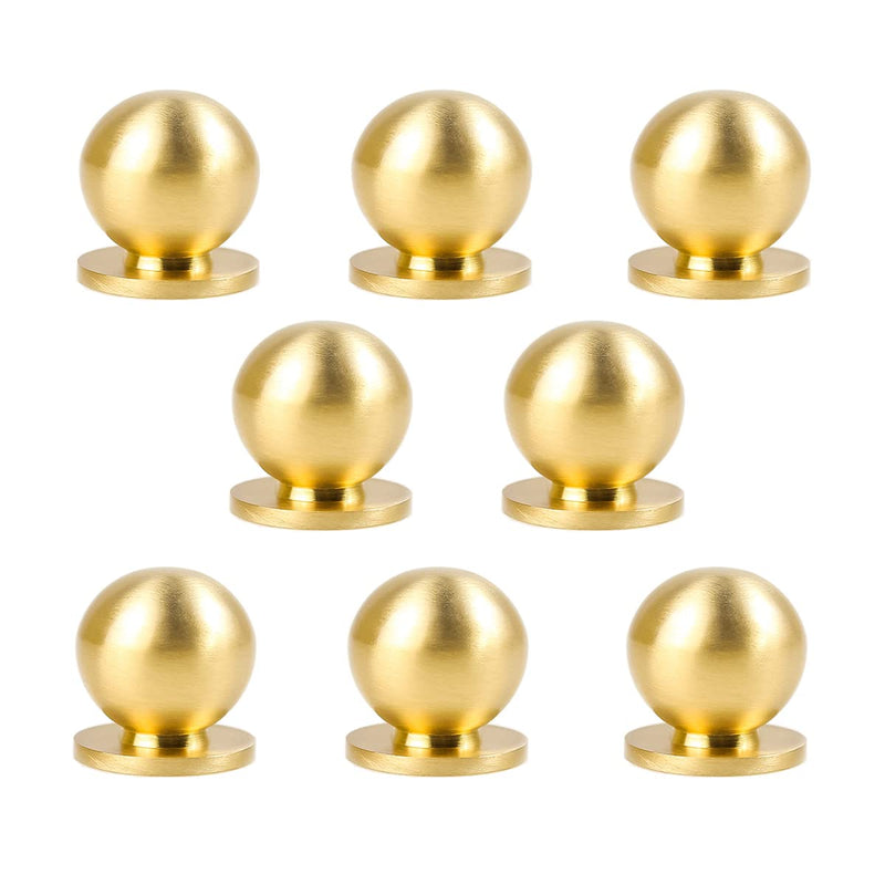 RZDEAL 8pcs Round Solid Brass Pulls Cabinet Drawer Knobs Small Gold Handles for Dresser Handles Knobs,1 Inch (25mm) DIAMETER:1 in(25mm) Set of 8