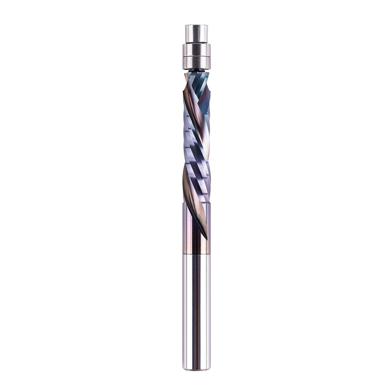 [Australia - AusPower] - SpeTool Compression (up&down) Spiral Flush Trim Router Bit Solid Carbide 1-1/8 Inch Cutting Length 1/4 Inchs Shank with Bottom Bearing Pattern Router Bit for Woodwoking 