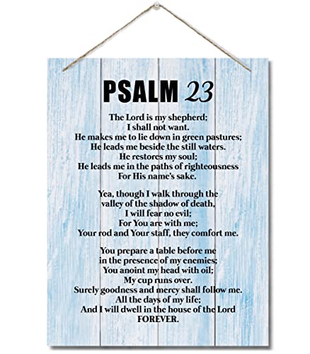 Inspirational Wood Art Signs, Psalms 23- The Lord is My Shepherd, Bible Verse Print, Hanging Printed Wall Plaque Wood Signs, Scripture for The Home or Office Decor, Christian Wall Decor 10 X 7.8 inch GP-Psalm 23