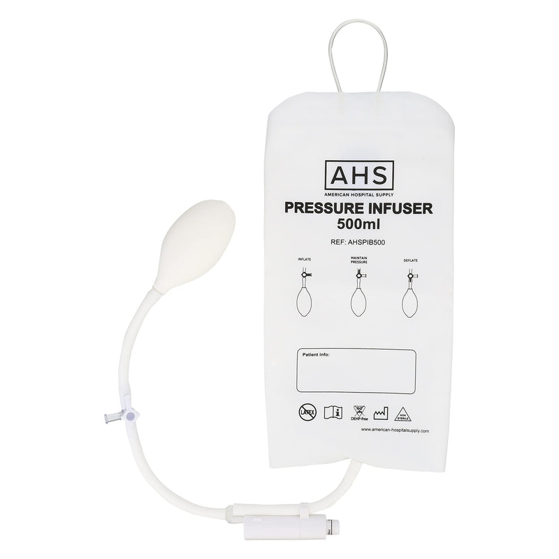 [Australia - AusPower] - American Hospital Supply Medical Pressure Infusion Bag – 3000ml, IV Pole Infusion Sack with 3-Way Stopcock, Color-Coded Gauge | Medical Supplies & Equipment (1 Each) 3000 mL 1 Each 