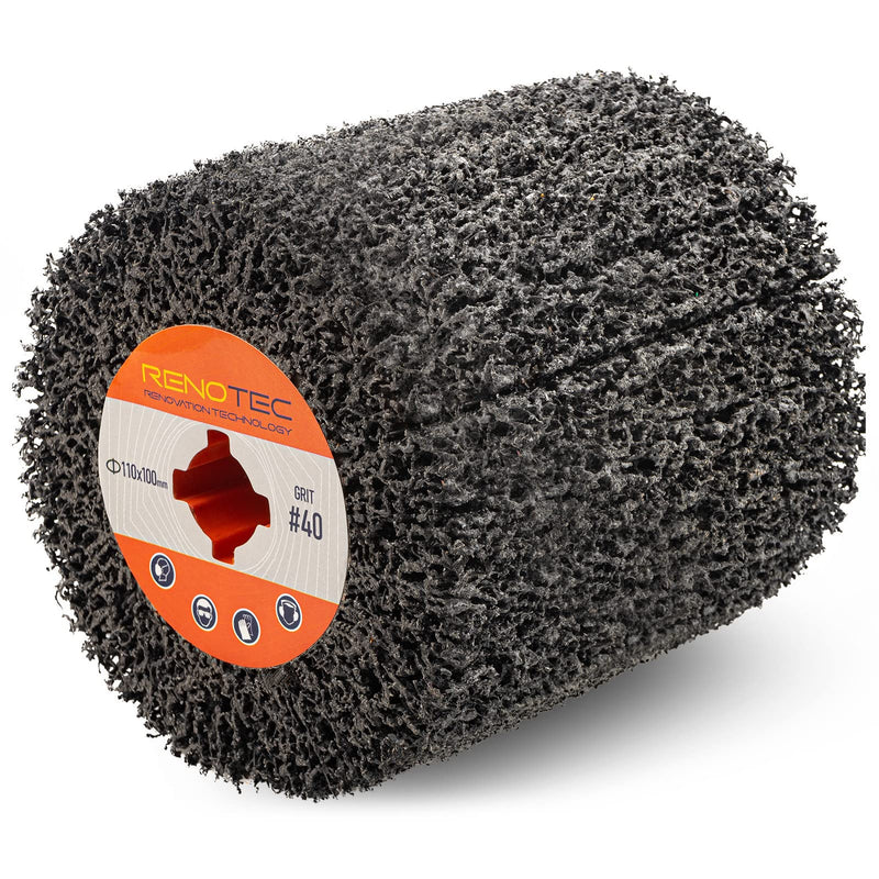 [Australia - AusPower] - Black Cleaner Flap Wheels, Strip Drum, 110x100mm, 4 inch, for Pickling, Removing Rust, Paints, enamels, oxidations. for Burnishing Polishing Machine (40 GRIT) Strip Drum #40 